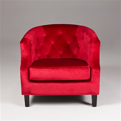 ON SALE Seriena Vienna Red Velvet Accent Chair Tufted Back Barrel Curved Back