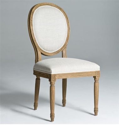 Round Back Dining Chairs | Natural Wood Legs Dining Chair | Solid Linen