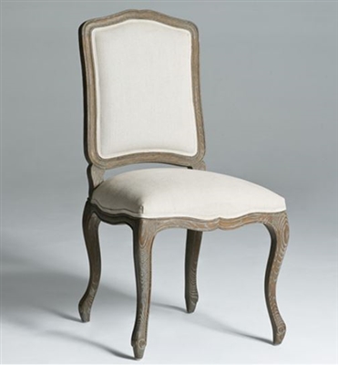Seriena Louis Linen Dining Chair with Square Back and Natural Wood Legs