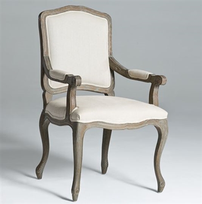 Seriena Louis Linen Dining Chair Arm Chair with Square Back