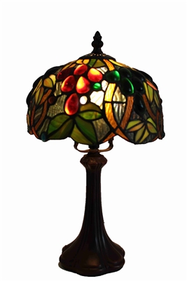 Tiffany Table Lamp 8 inch Grape Vine Design Glass Lamp Shade with Zinc Base