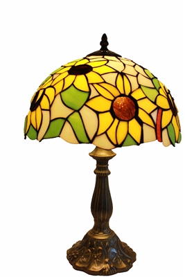 Tiffany Table Lamp 12 inch Sunflower Design Glass Lamp Shade with Zinc Base